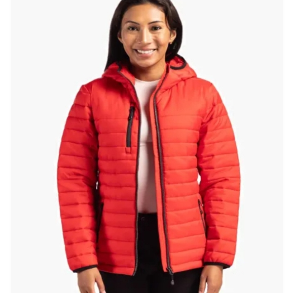 Vibrant Red Hooded Puffer Jacket - Picture 5 of 13